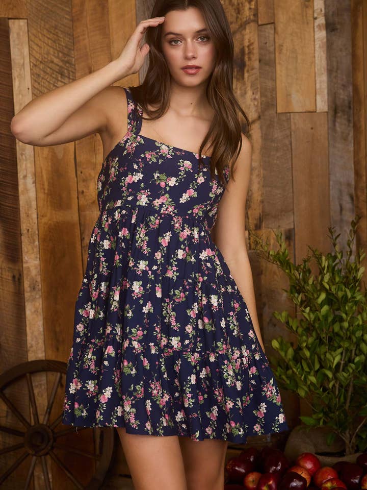 Floral Sleeveless Tiered Mini Dress