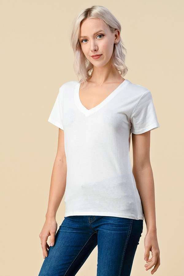 V-Neck Basic Tee – pinkpanthaclothingstore