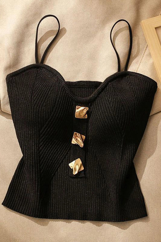 Square Button Ribbed Camisole