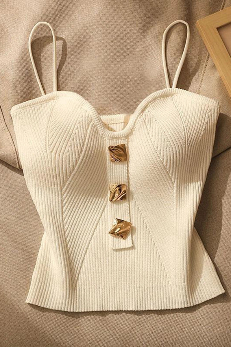 Square Button Ribbed Camisole