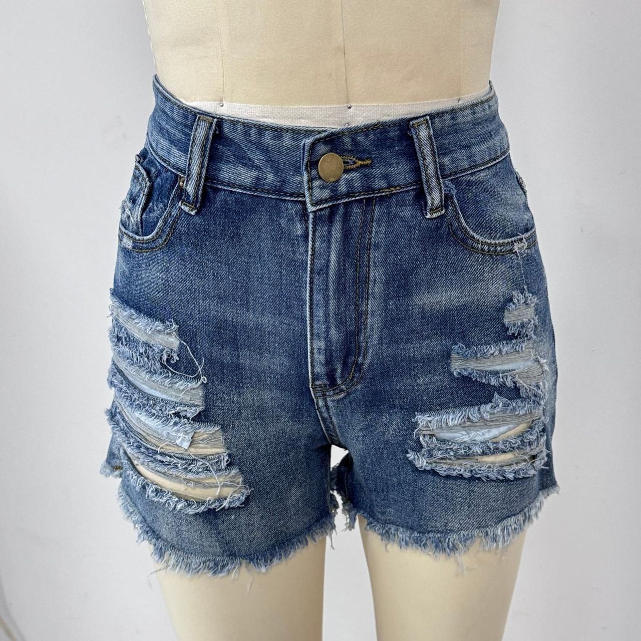 Ripped Frayed Denim Shorts