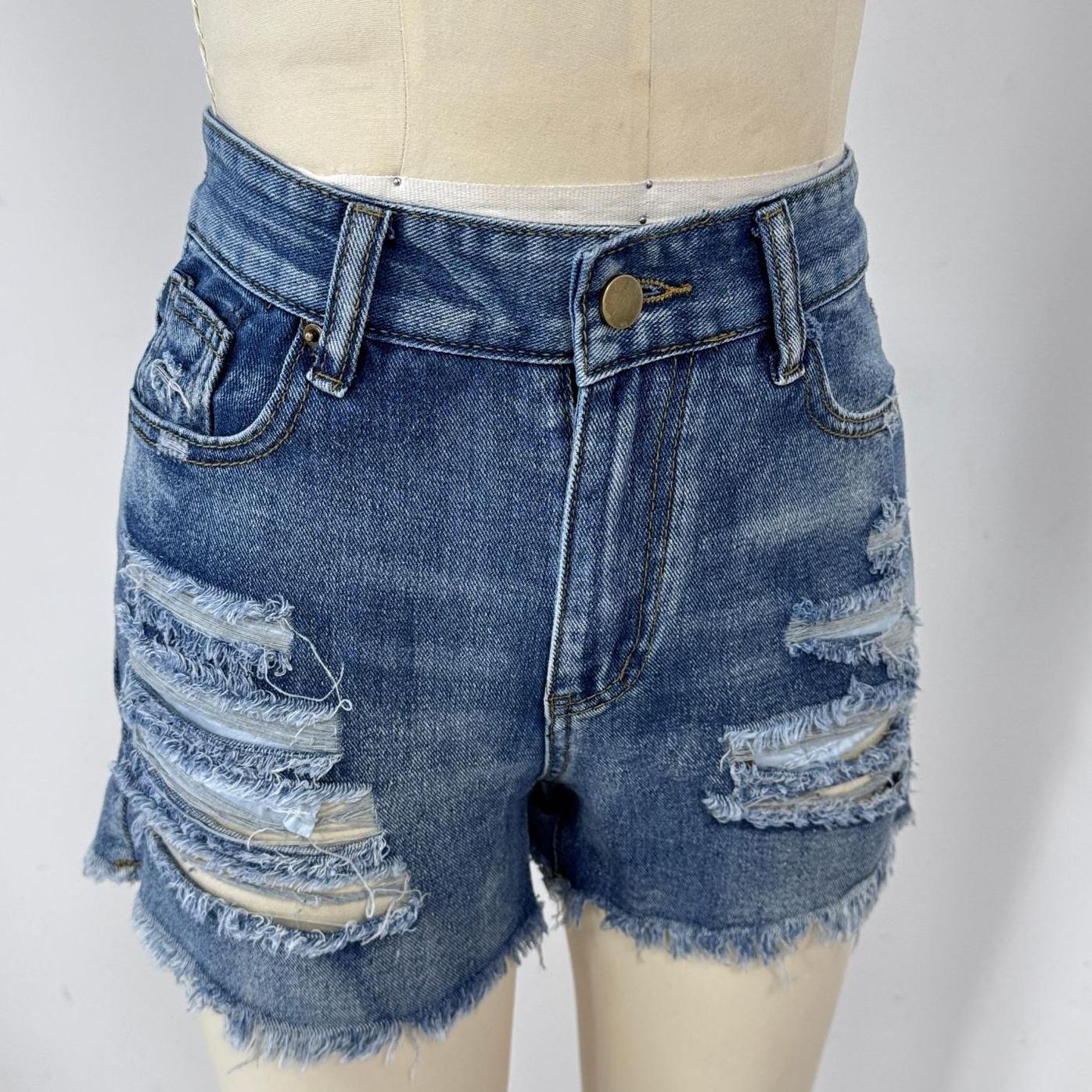 Ripped Frayed Denim Shorts