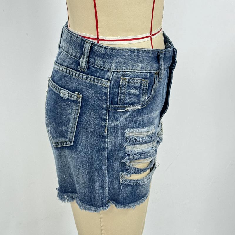 Ripped Frayed Denim Shorts