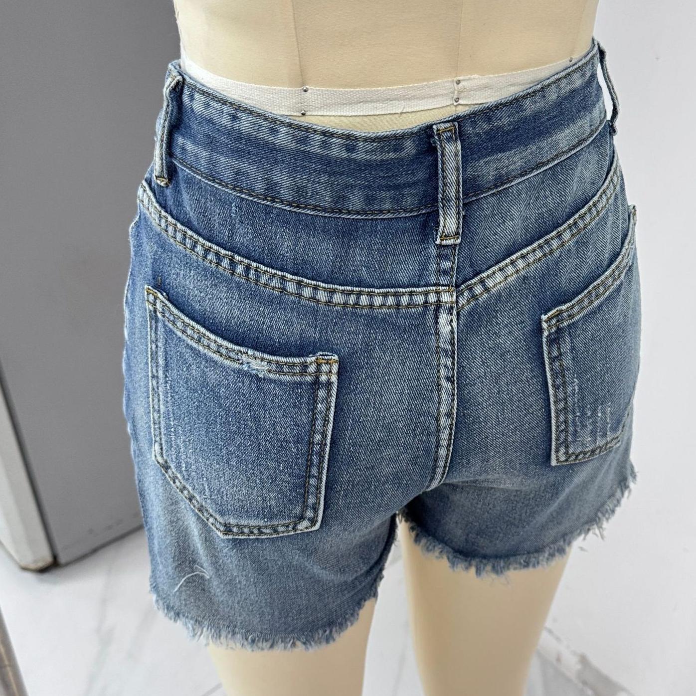 Ripped Frayed Denim Shorts