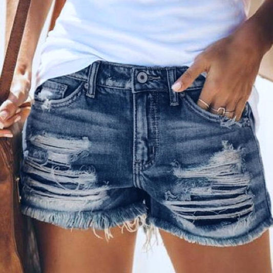 Ripped Frayed Denim Shorts