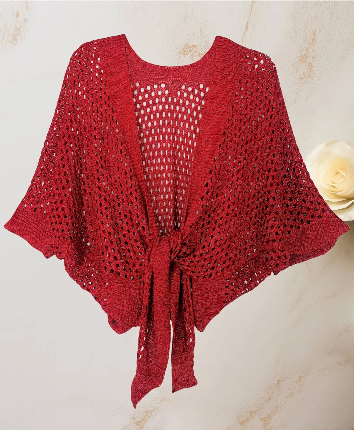 Metallic Eyelet Cardigan