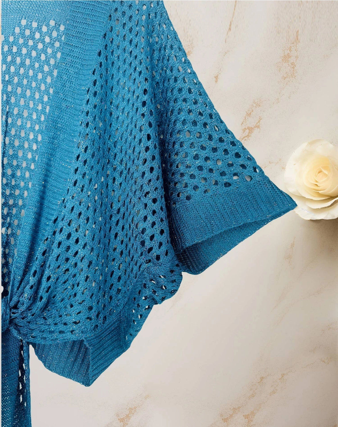 Metallic Eyelet Cardigan