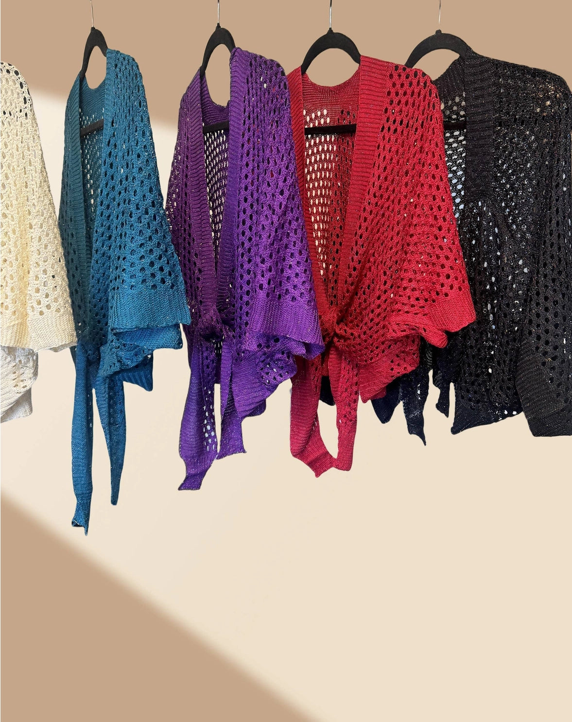 Metallic Eyelet Cardigan