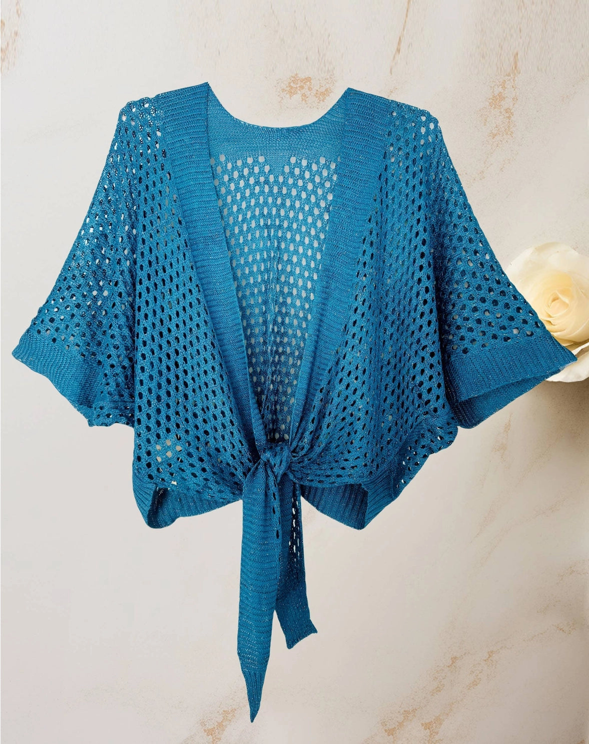 Metallic Eyelet Cardigan