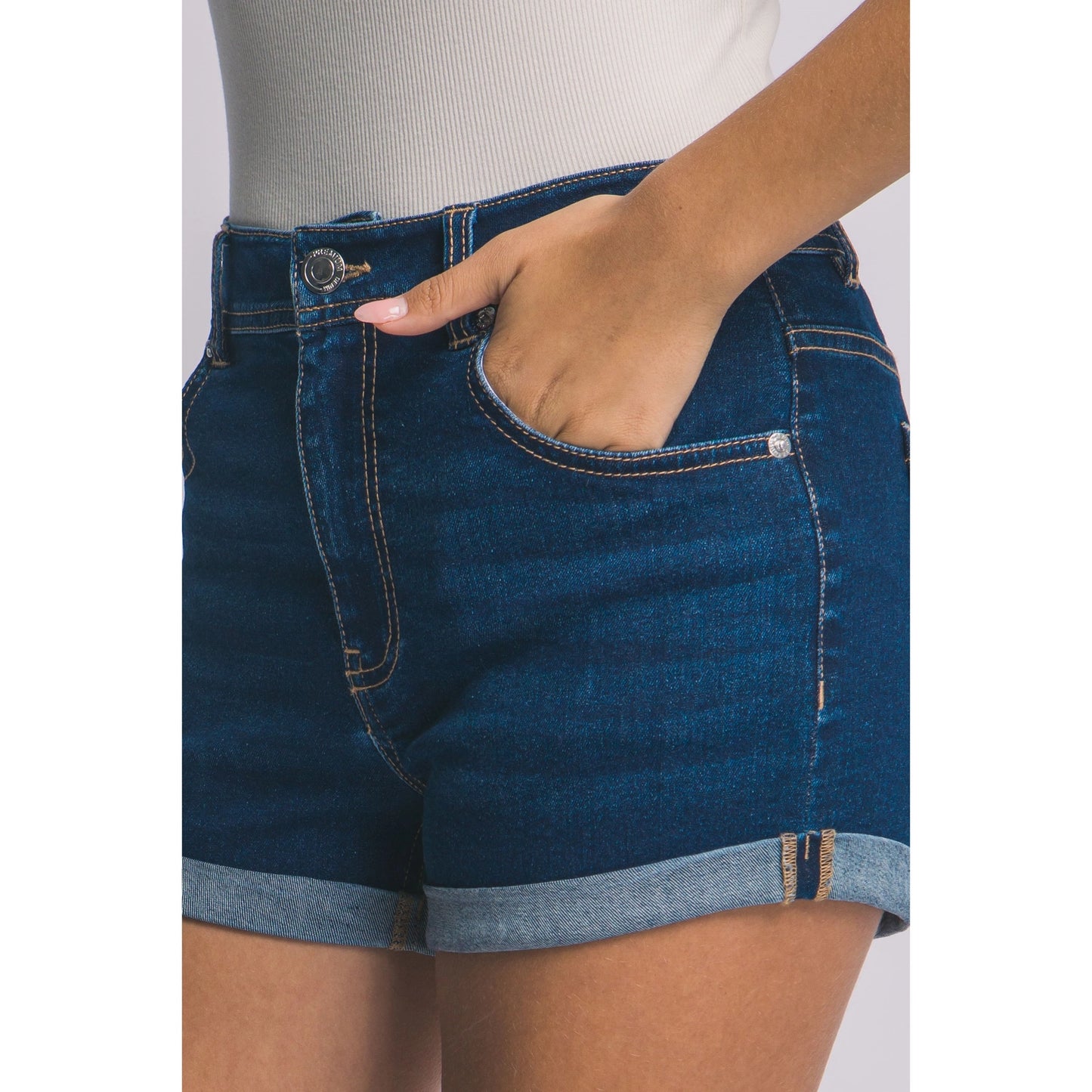 Rolled Cuff Denim Shorts