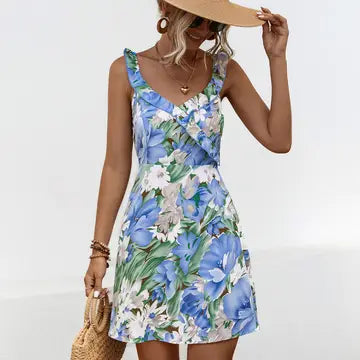 Floral Print Halter Dress