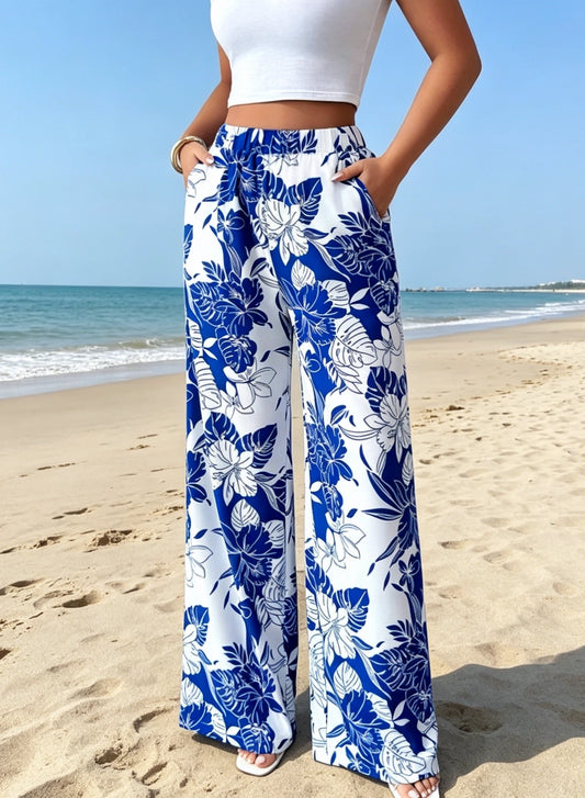 Boho Tropical Wide Leg Pants