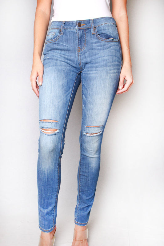 Midrise Ripped Skinny Jeans