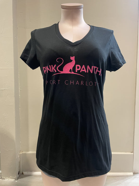 Pink Pantha V-Neck Women's Tee Shirts