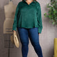 Satin Collared Long Sleeve Plus Size Top