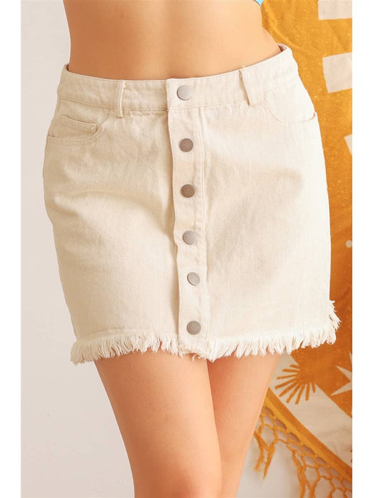 Oatmeal High Waist Mini Skirt