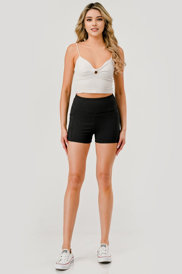 High Waist Biker Shorts with Pockets