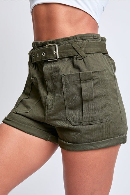 Belted Paperbag Waist Shorts