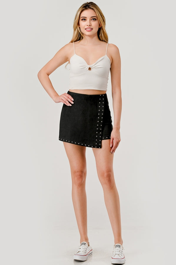 Studded Suede Mini Skort