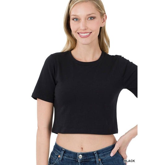 Cotton Short Sleeve Crop Top