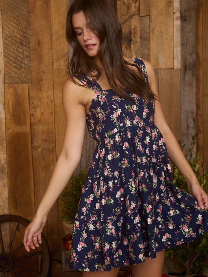 Floral Sleeveless Tiered Mini Dress