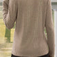 Pale Khaki Buttoned V Neck Ribbed Top