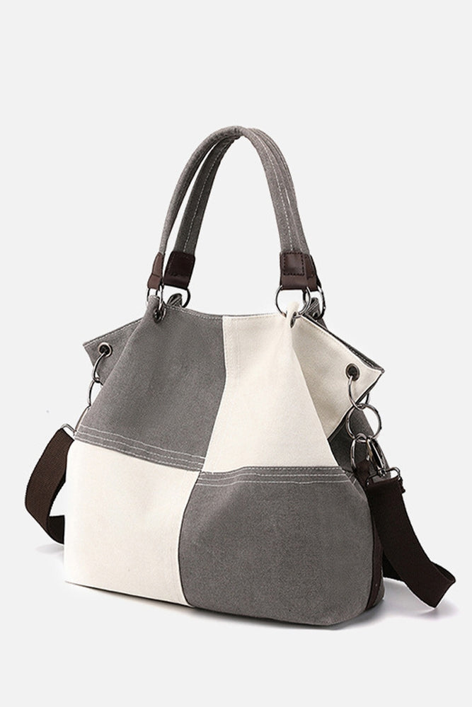 Colorblock Canvas Shoulder Bag