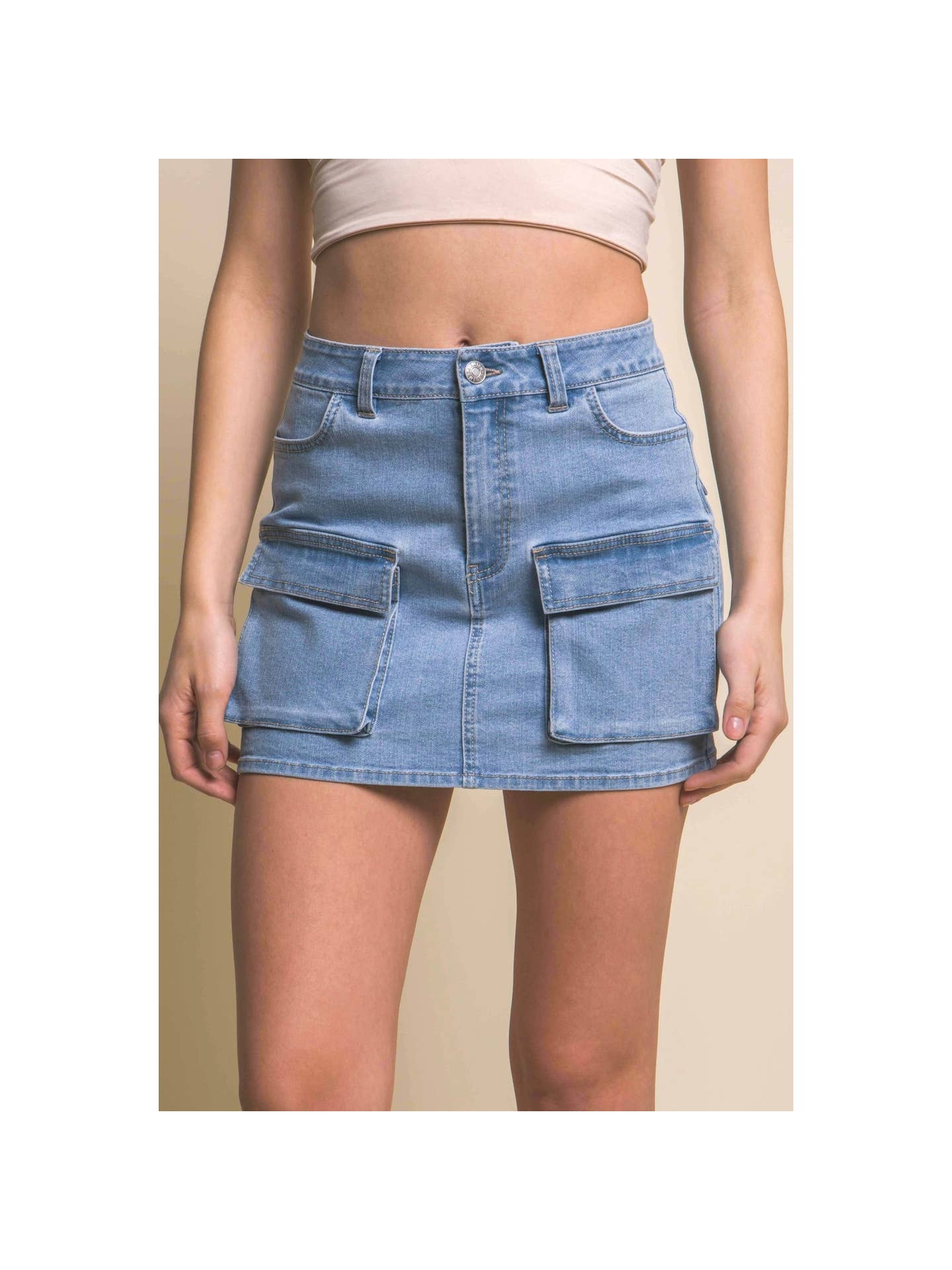 Mini Cargo Denim Skirt