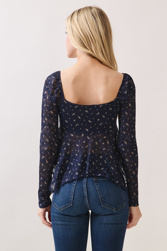 Ditsy Flower Long Sleeve Top