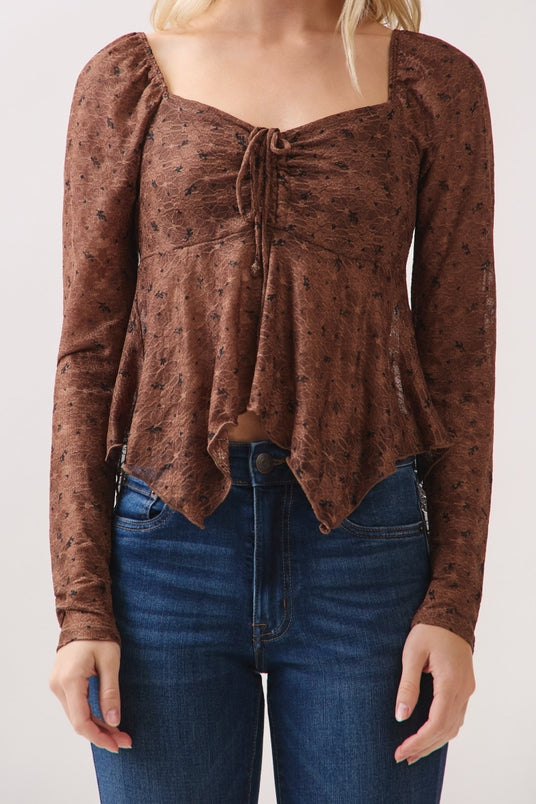 Ditsy Flower Long Sleeve Top