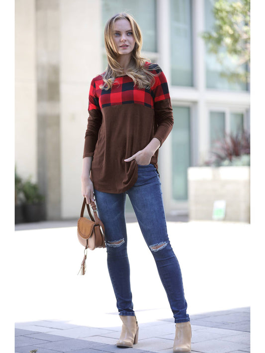 Plaid Colorblock Top