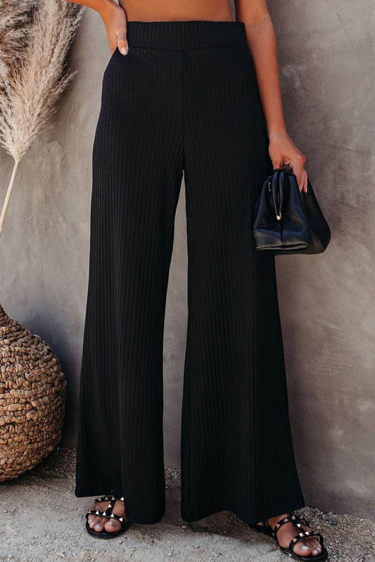 Ribbed Knit Wide Leg Pants