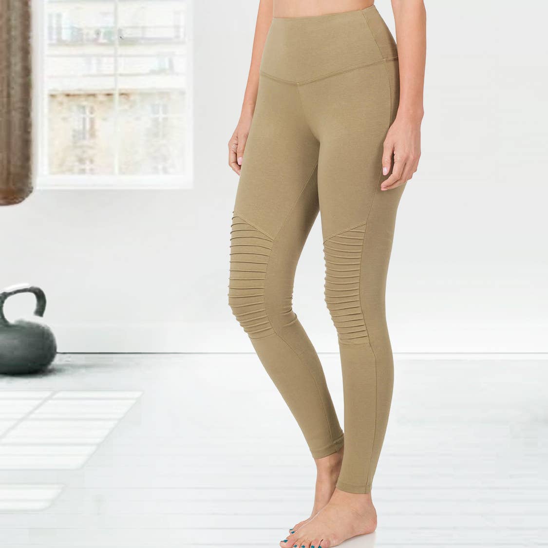 Tummy Control Ribbed Knee Leggings