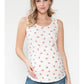 Maternity Side Rouched Print Sleeveless Eyelet Top
