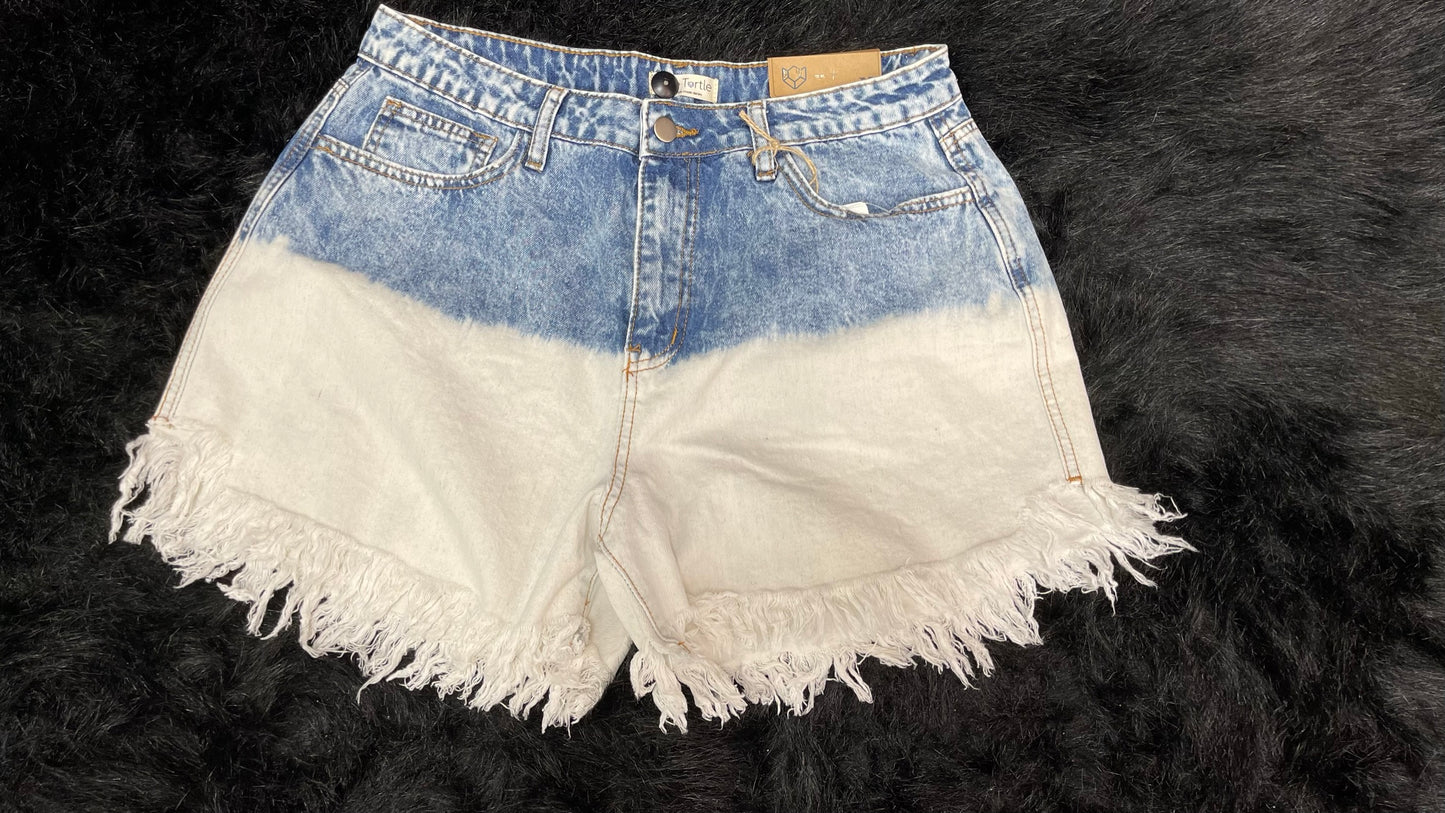 Blue & White Fringe Shorts