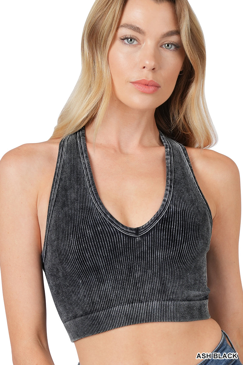 Ribbed Cropped Racerback Tank