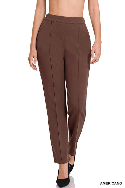 Stretch Pull-On Scuba Crepe Dress Pants