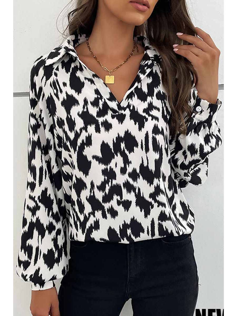 Retro Lapel Long Sleeved Shirt